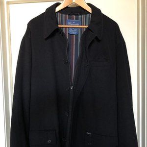 Faconnable Men's Long Black Winter Coat, XL